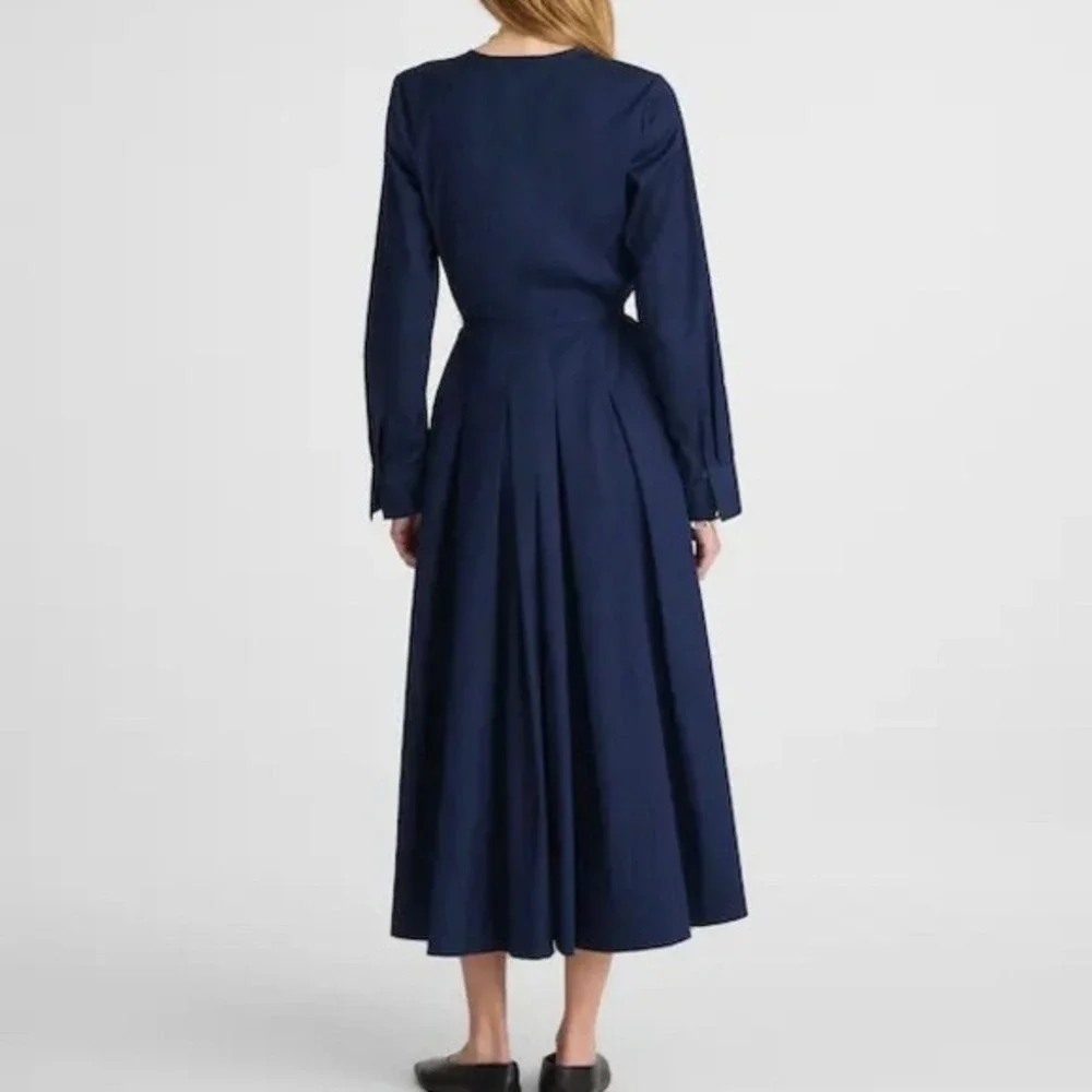 NWT Madewell‎ Navy Blue Tie-Waist Midi Shirtdress 10 Classic Preppy Minimalist - Picture 3 of 10